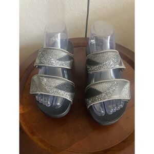 New FitFlop Sandals Mina Glitter Slides‎ Womens 5 Platform Slip On Vacation